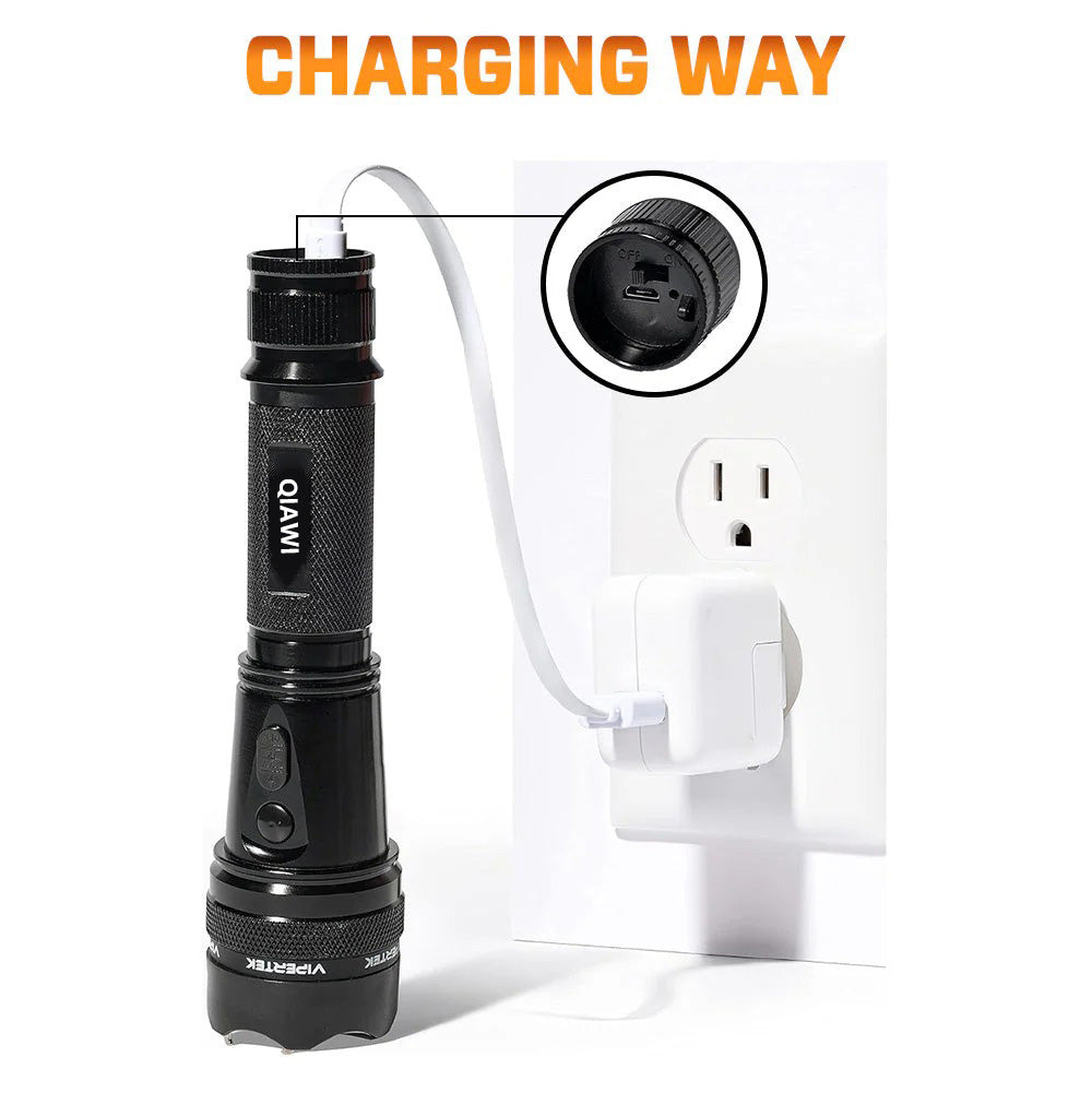💥 LAST DAY FLASH SALE 50% OFF ️🔦 QIAWI™ VoltGuard X95 Tactical Stun Flashlight ⚡ Light in Dark, Power in Danger