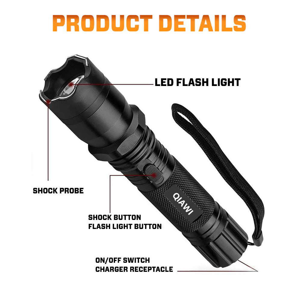 💥 LAST DAY FLASH SALE 50% OFF ️🔦 QIAWI™ VoltGuard X95 Tactical Stun Flashlight ⚡ Light in Dark, Power in Danger