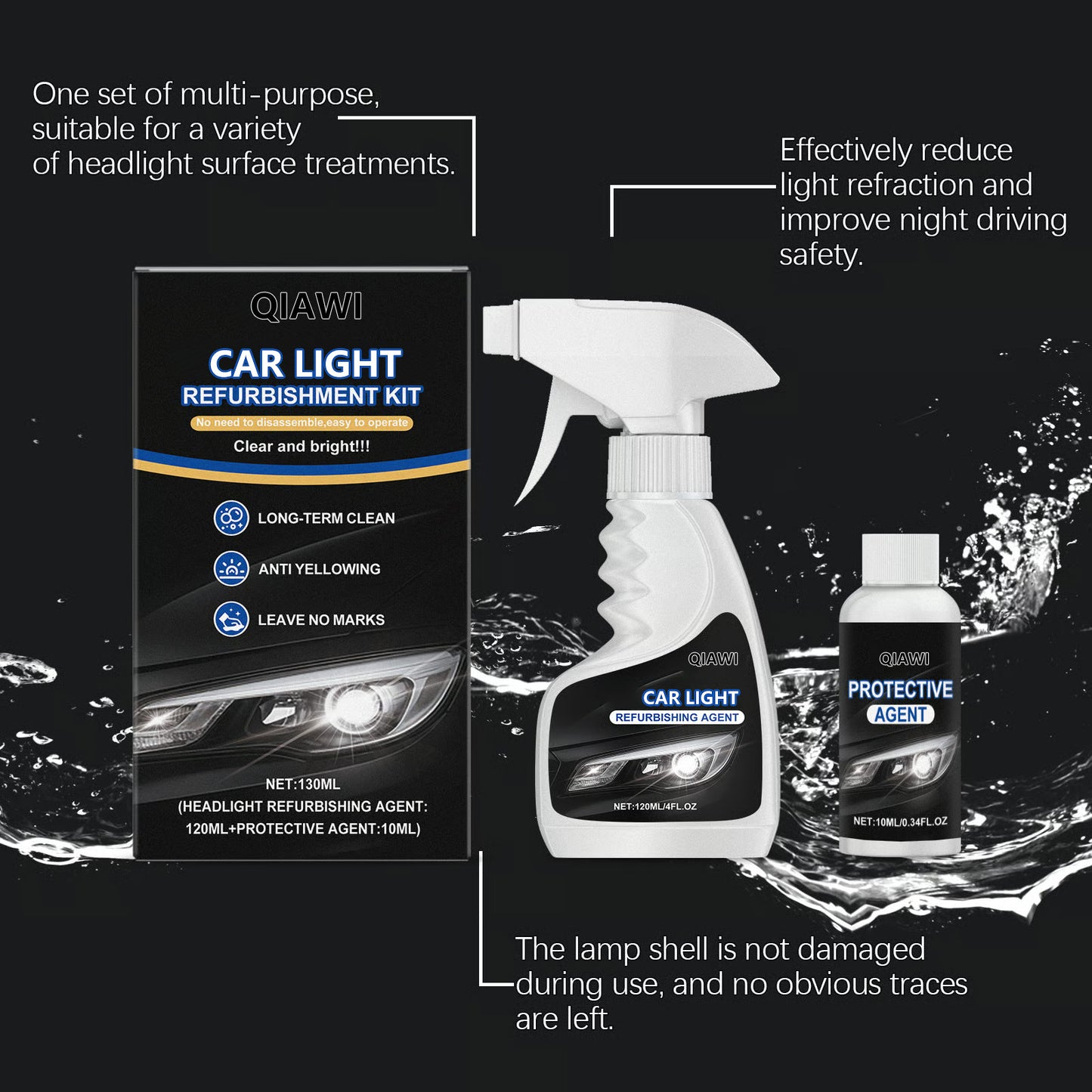 🚘 Automotive Headlamp Restoration Fluid, blurring enhanced crystalline coating refurbisher