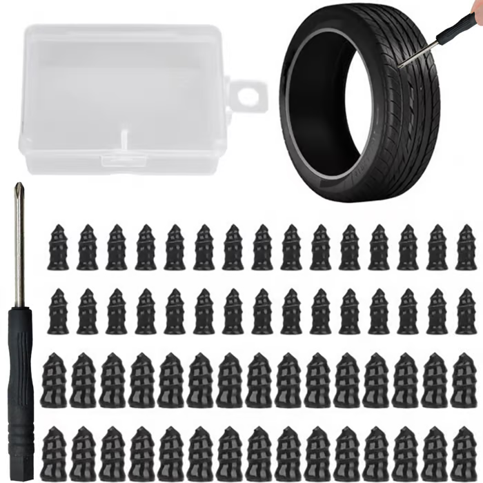 🔩60PCS Tire Repair Rubber Nails Kit with 2 Sizes + Free Screwdriver Included